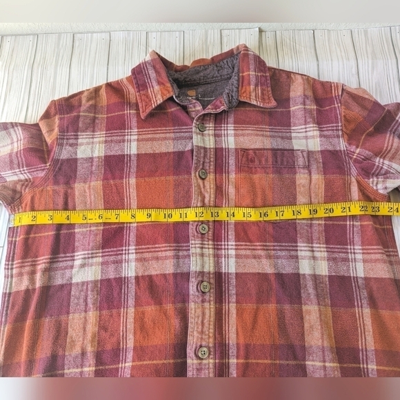 Carhartt Hubbard Cotton Flannel Button Down in Red and Orange Size Large - Picture 9 of 10